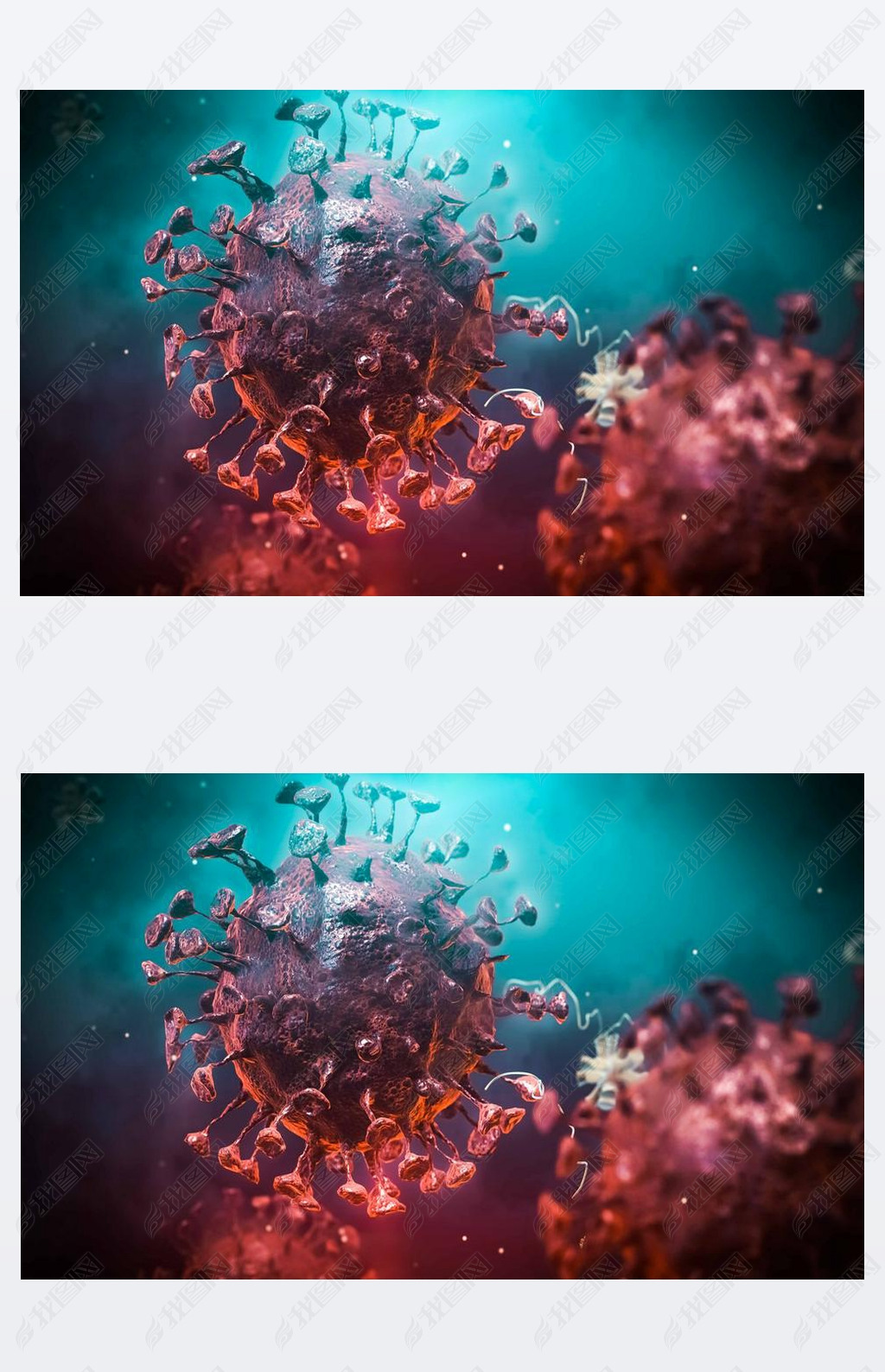 3d render of coronirus outbreak and influenza disease virus. m
