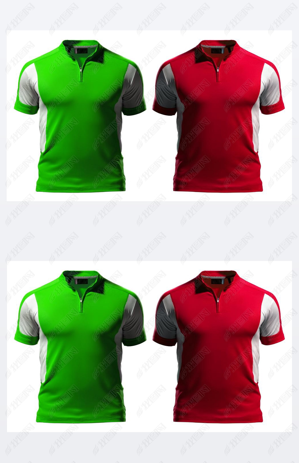 Blank polo t-shirt design template (front) with zipper