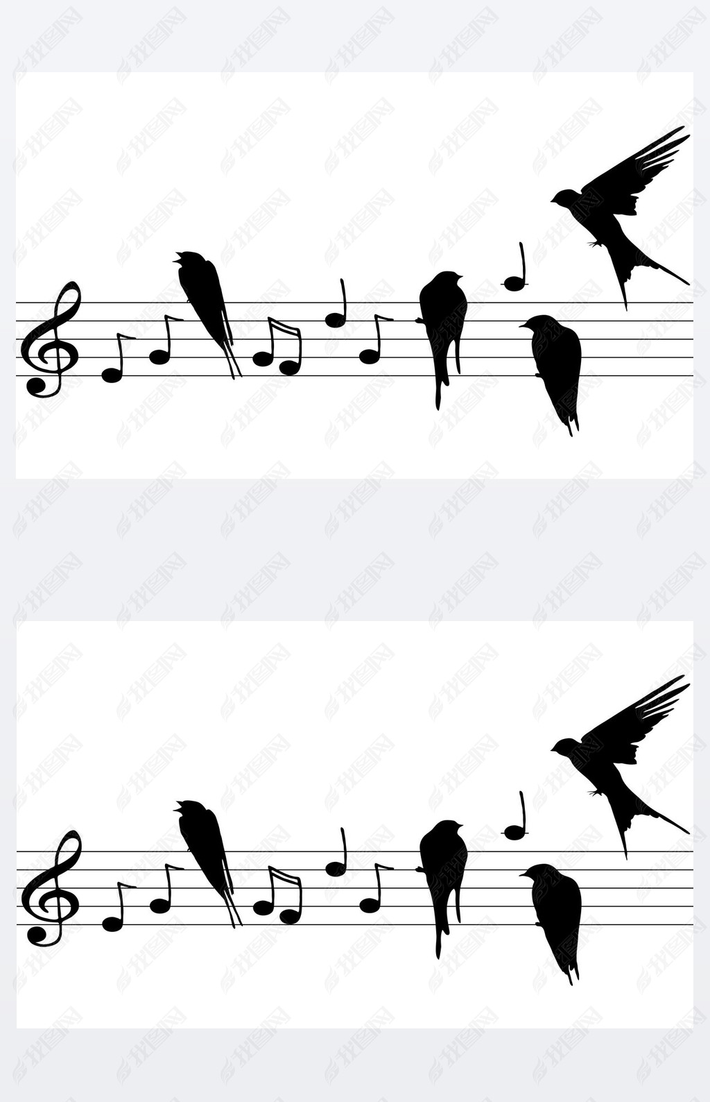  music notes and birds