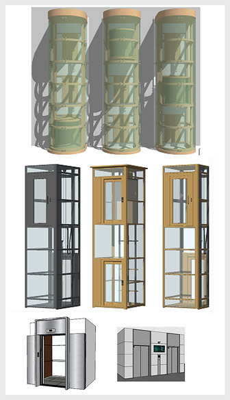 现代电梯门垂直电梯观光电梯SU模型