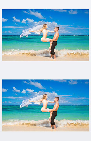 在白色比基尼面纱和袜带她美丽年轻的新娘