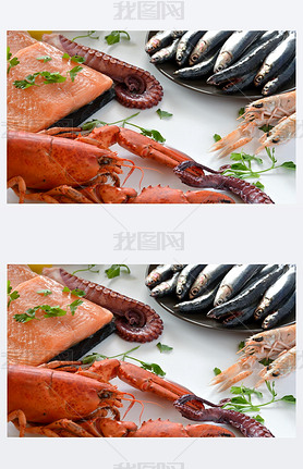 many types of fish on the table. 