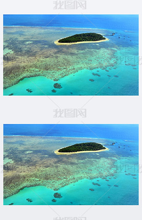 Aerial view of Green Island reef at the Great Barrier Reef Queen