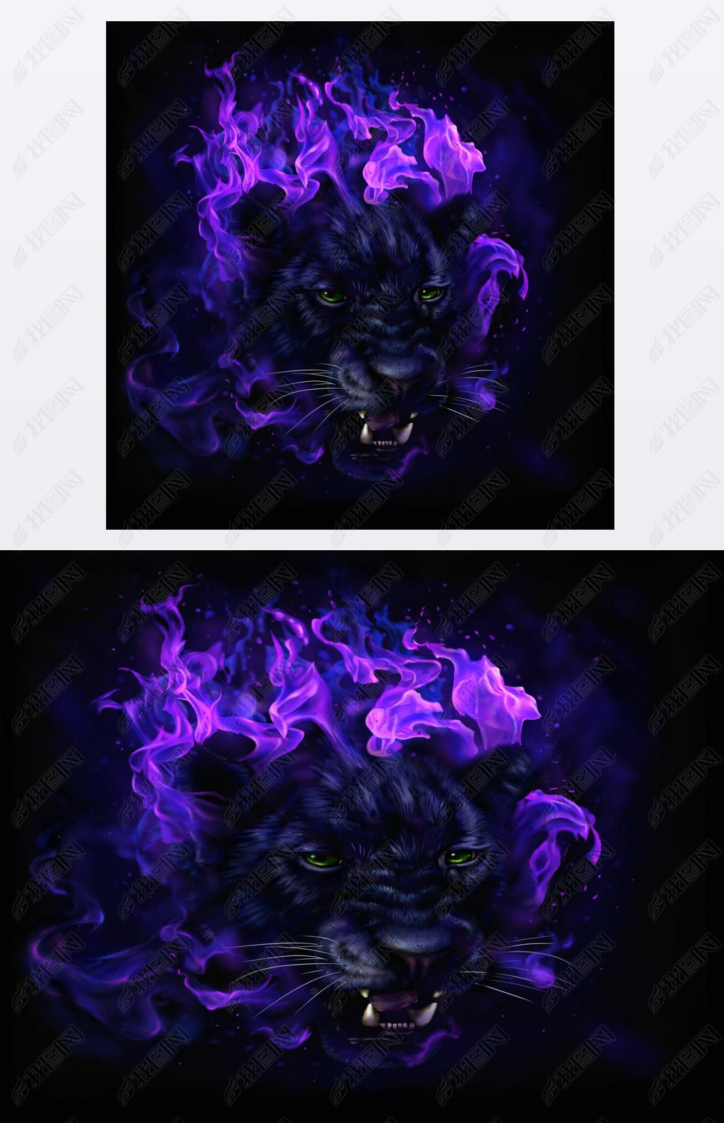 原创在火焰中的豹头版权可商用