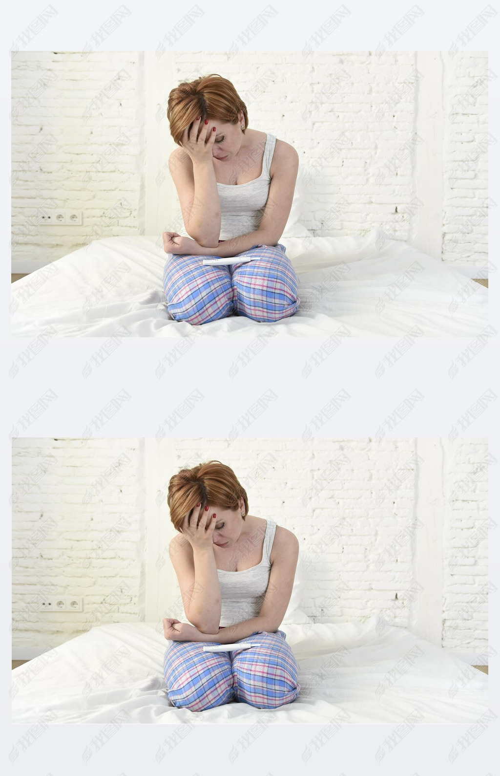 young sad woman crying frustrated after checking negative or positive pregnancy test 