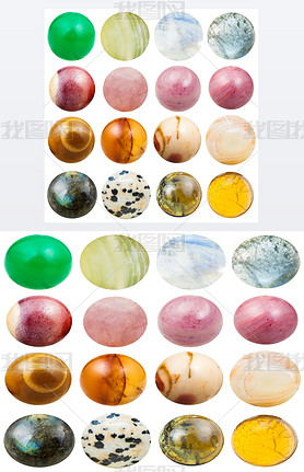 balls from natural mineral gemstones isolated