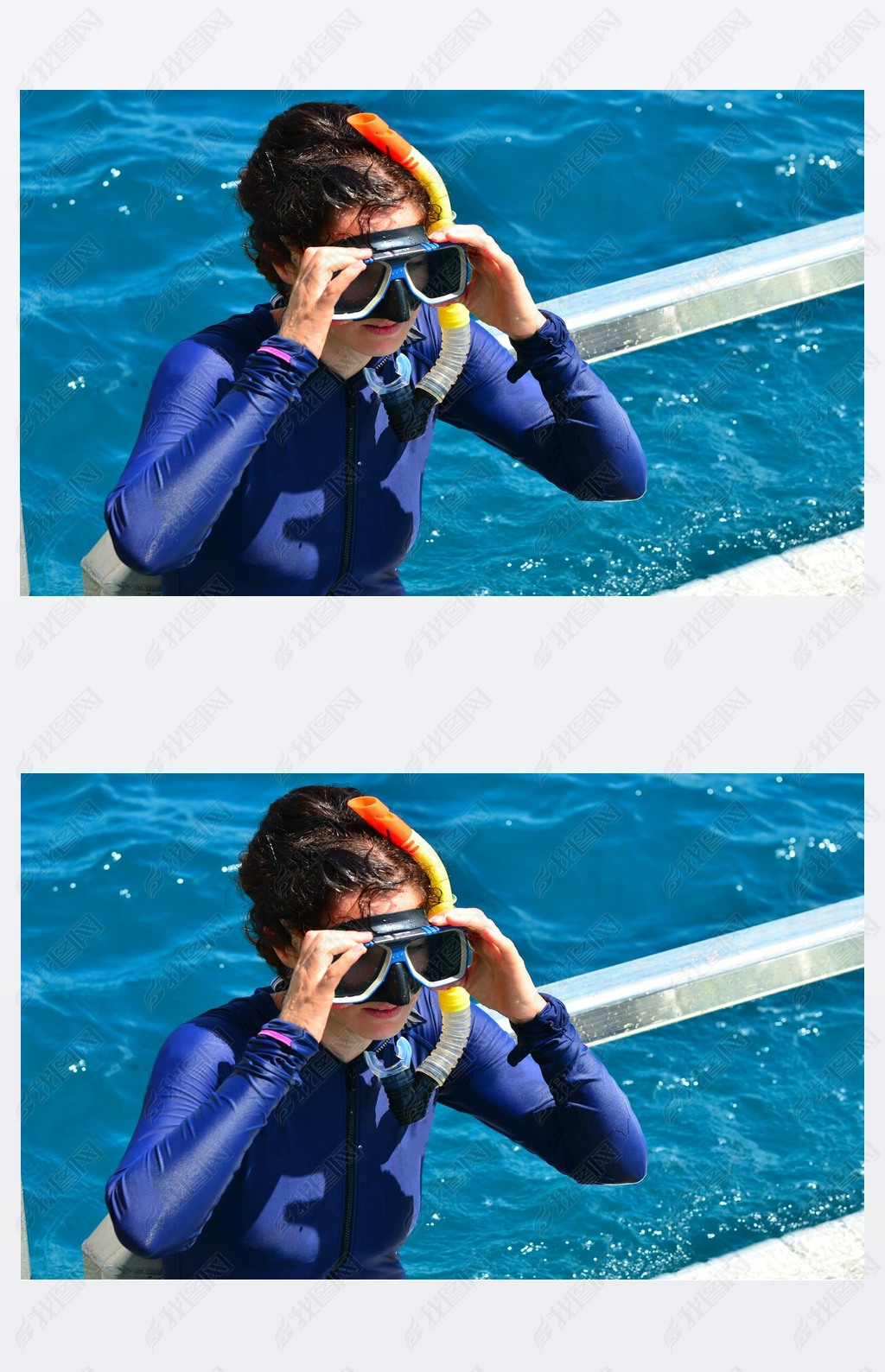 Woman prepare to  snorkeling dive