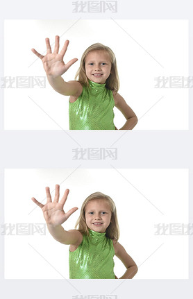 cute little girl showing hand in body parts learning school chart serie