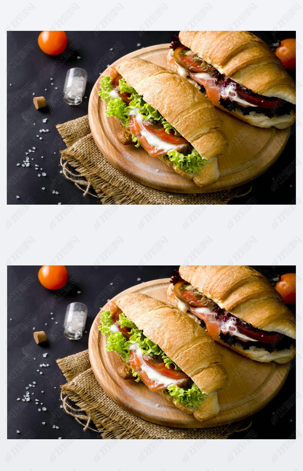 Croissant sandwich with salted salmon 