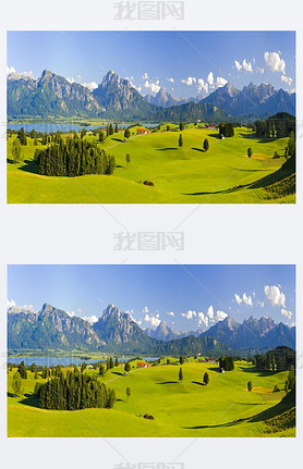 wide panorama landscape at alps mountains in Baria