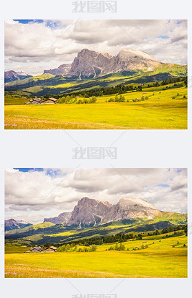 Alpe di Siusi, Seiser Alm with Sassolungo Langkofel Dolomite,һƬΪɽҰ