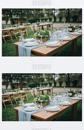 Decorated and served festive table