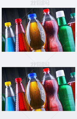 原创各种颜色的各种碳酸饮料的塑料瓶版权可商用