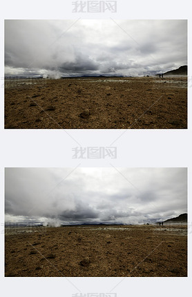 Hverir / Iceland - August 30, 2017Hverir geothermal and sulfur area near Namafjall mountain, Myvatn