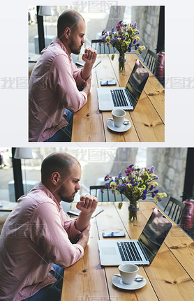 Male freelancer work on laptop computer