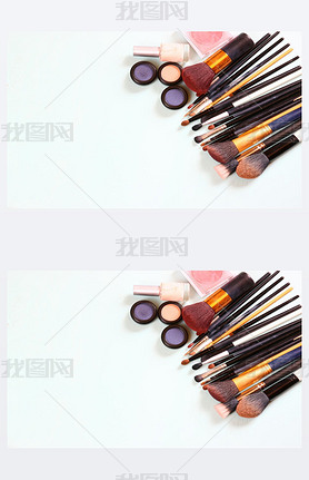 top view of Vintage Make Up set. filtered image.