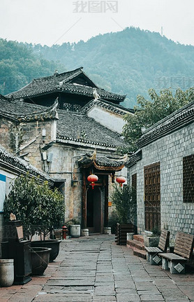 Street of ancient city of China, Fenghuang. Village of the phoenix. Romantic China