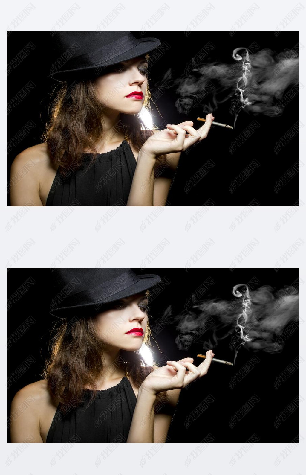 Female vaping an electronic cigarette