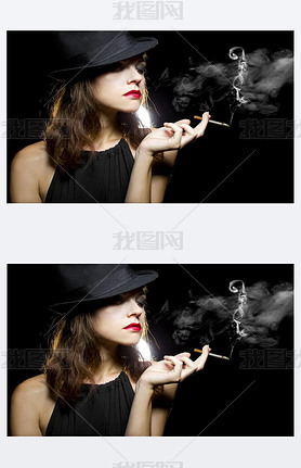 Female vaping an electronic cigarette