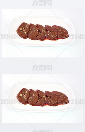 Fresh raw veal liver slices