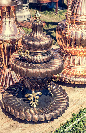 Traditional samovar for tea in view