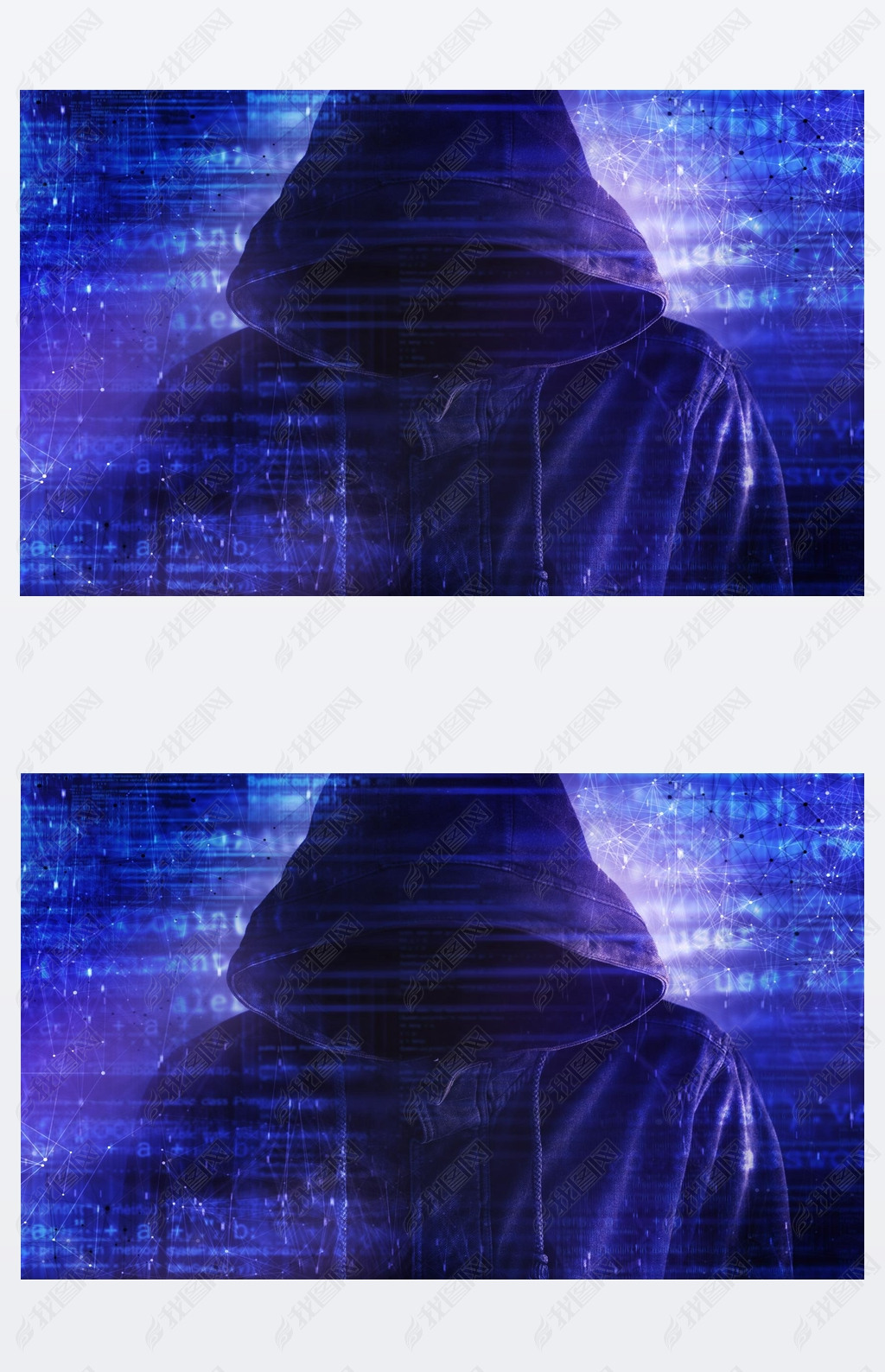 Cybersecurity, computer hacker with hoodie