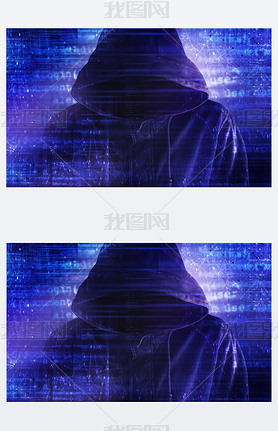 Cybersecurity, computer hacker with hoodie