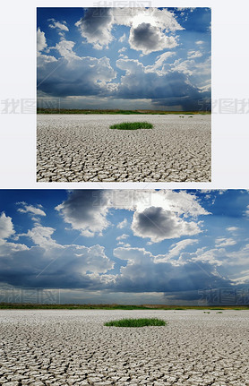 drought earth under rainy clouds