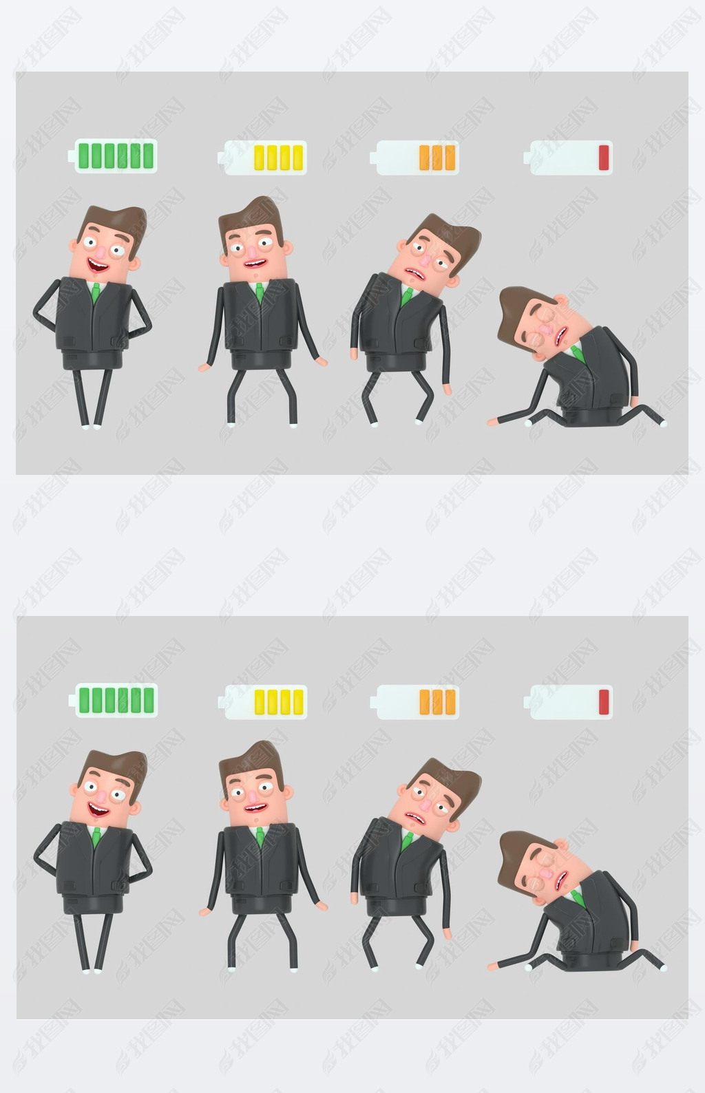 Business man battery. Isolated. 3d illustration.