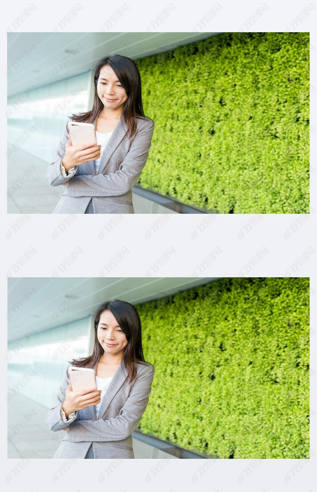 Businesswoman reading on cellphone