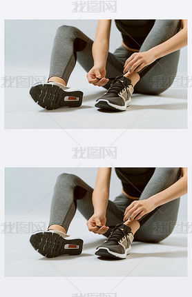 Fitness athletes feet close-up. Healthy lifestyle and sport concepts. Woman in fashionable sportswea