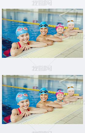 kids at border of swimming pool