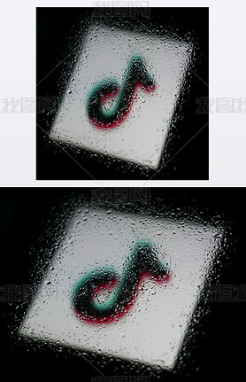 Music note.Abstract photo with drops of water.