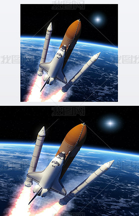 Space Shuttle Solid Rocket Boosters Separation.