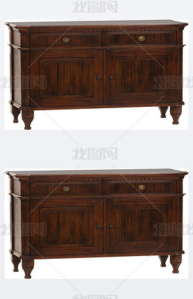 Antique wooden chest of drawers isolated on white background