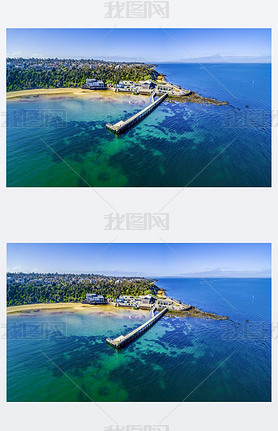 Black Rock Wharf and The Cerberus Beach house - aerial panorama