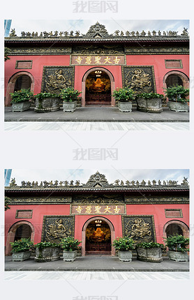 Front view of Daci temple in Chengdu Sichuan China translation: 