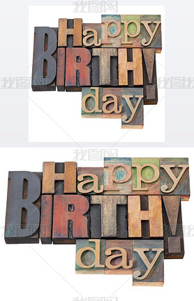 Happy Birthday in letterpress type