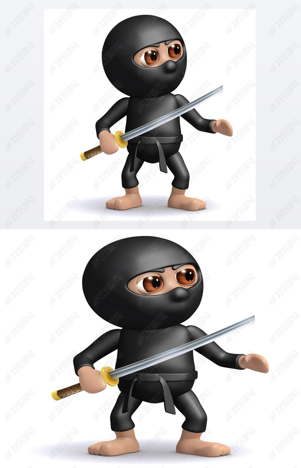 3d render of a ninja holding a katana