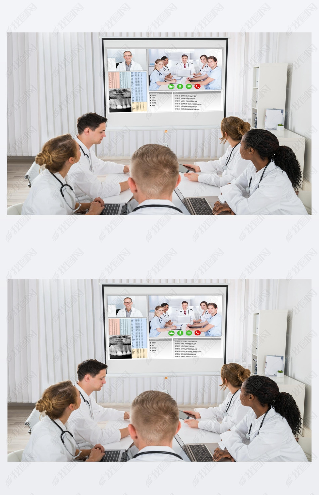 Doctors Videoconferencing With Male Doctor