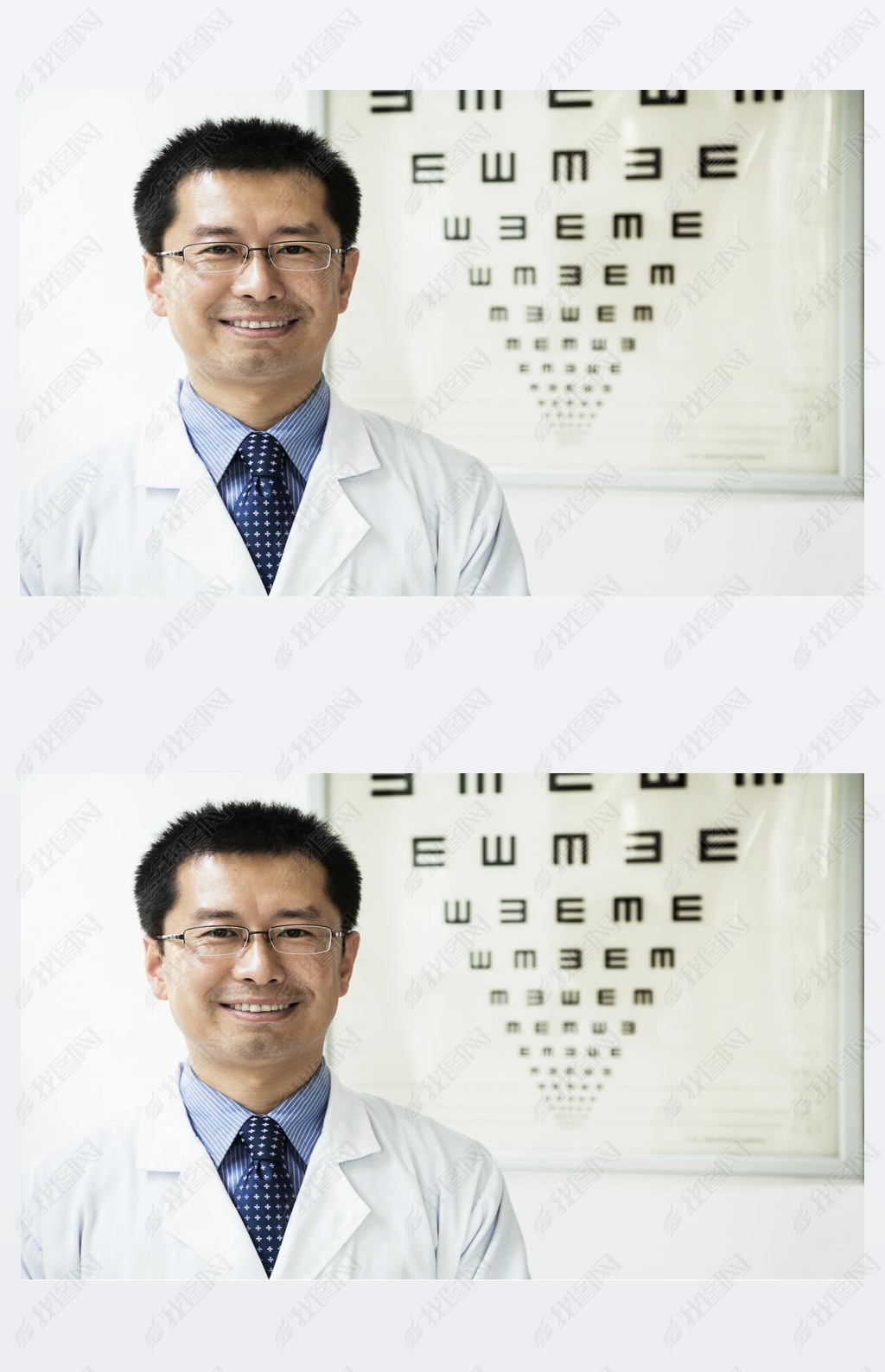 Optometrist with an eye chart in the background