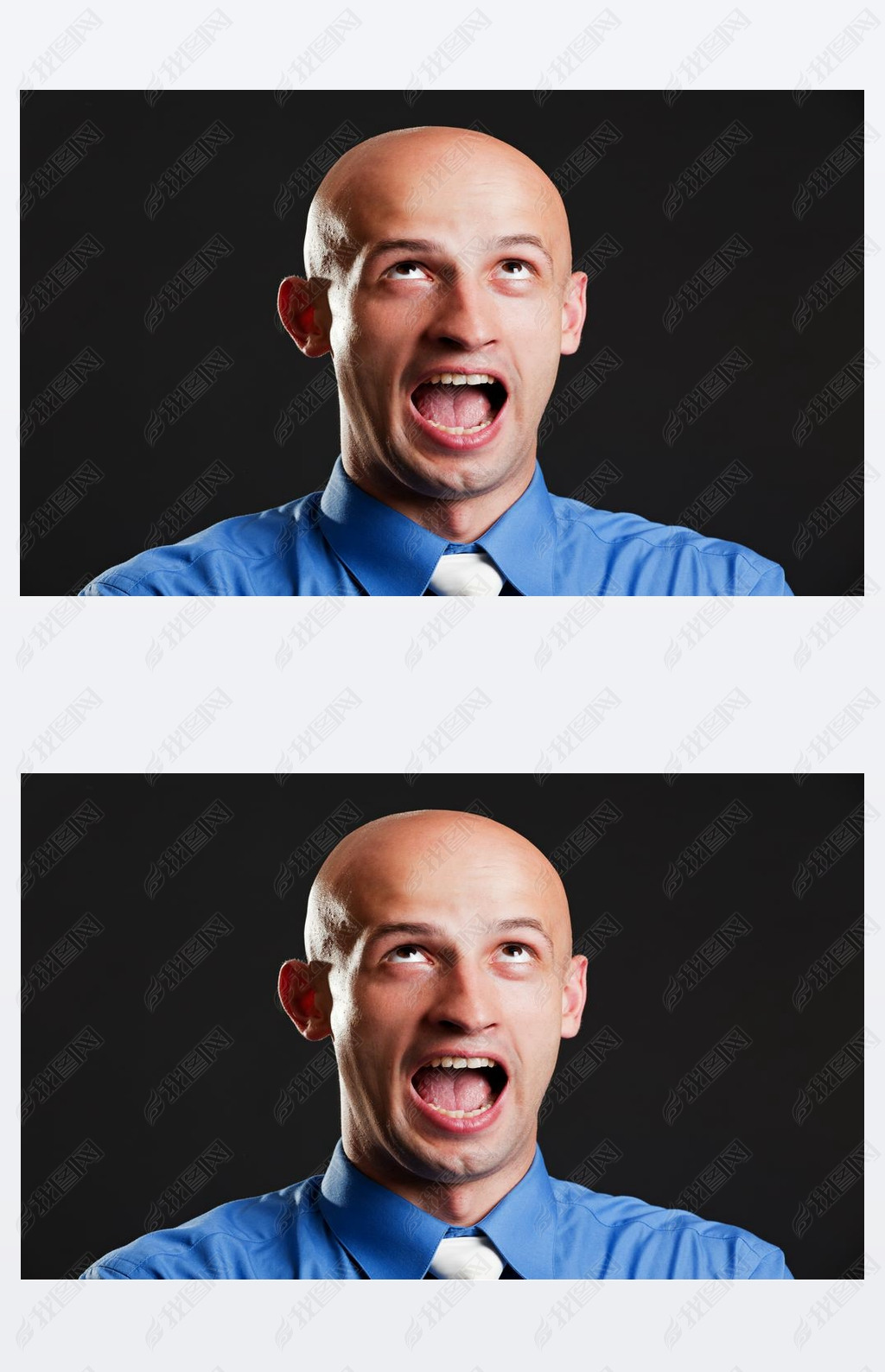 Screaming bald man