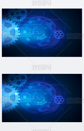 gear futuristic technology blue background