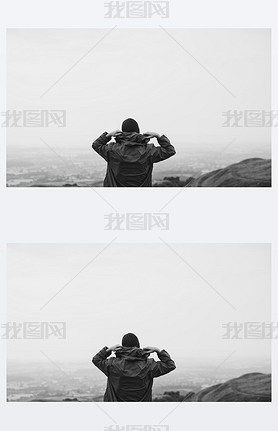 Young man in mountains