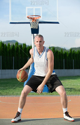 Portrait of young man street basket player