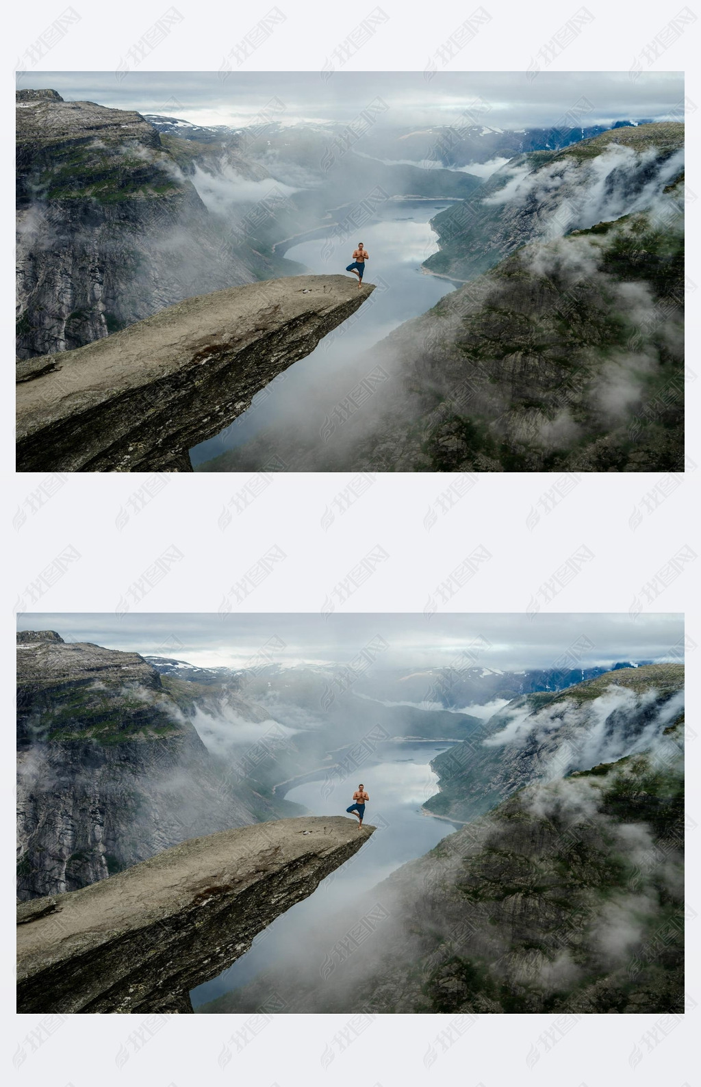 Yog is praying on the edge Trolltunga. Norway