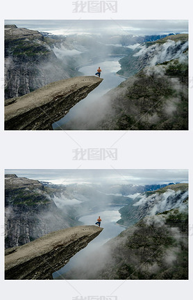 Yog is praying on the edge Trolltunga. Norway