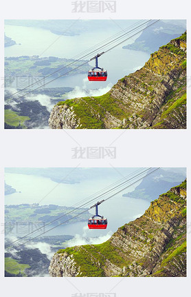 Cable car approach to the top of Pilatus mountain.