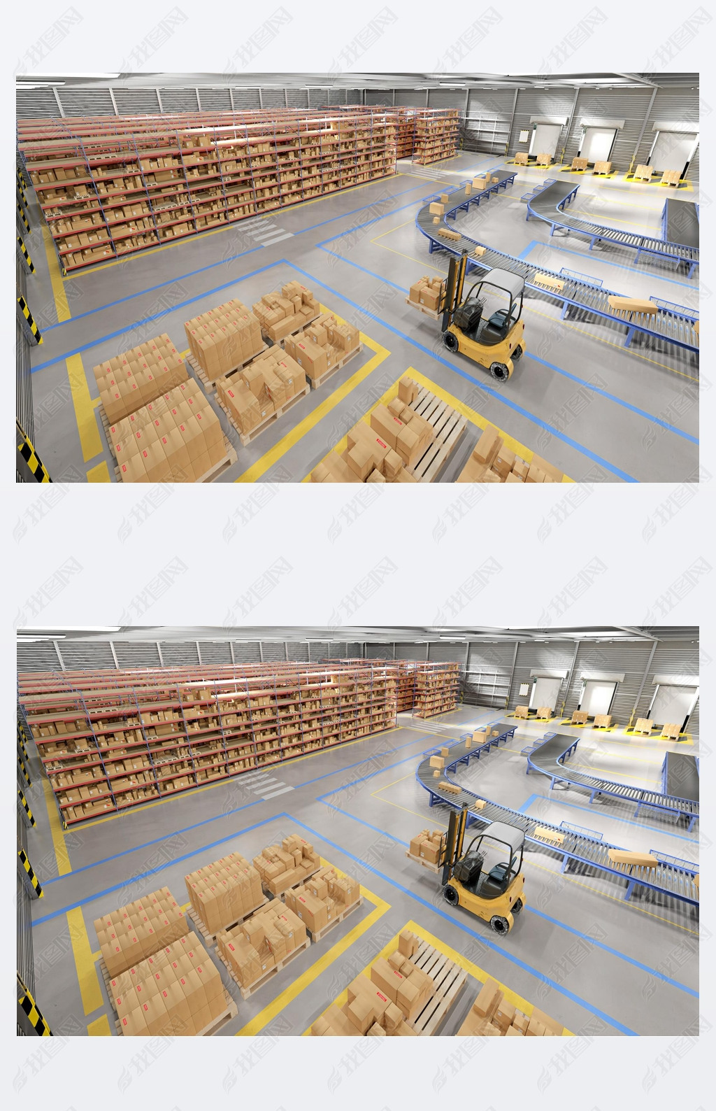 View of a Warehouse goods stock background 3d rendering