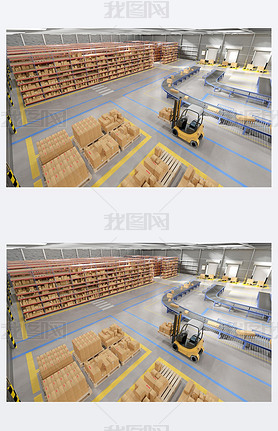 View of a Warehouse goods stock background 3d rendering